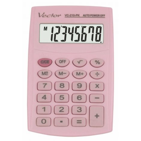 Kalkulator Vector kieszonkowy VC-210-PK 8-pozycyjny, Różowy